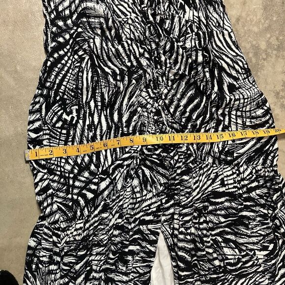 Anthropologie Dress Womens 8 V-Neck Ruched Front Slit Maxi Long Black Printed - Picture 4 of 11